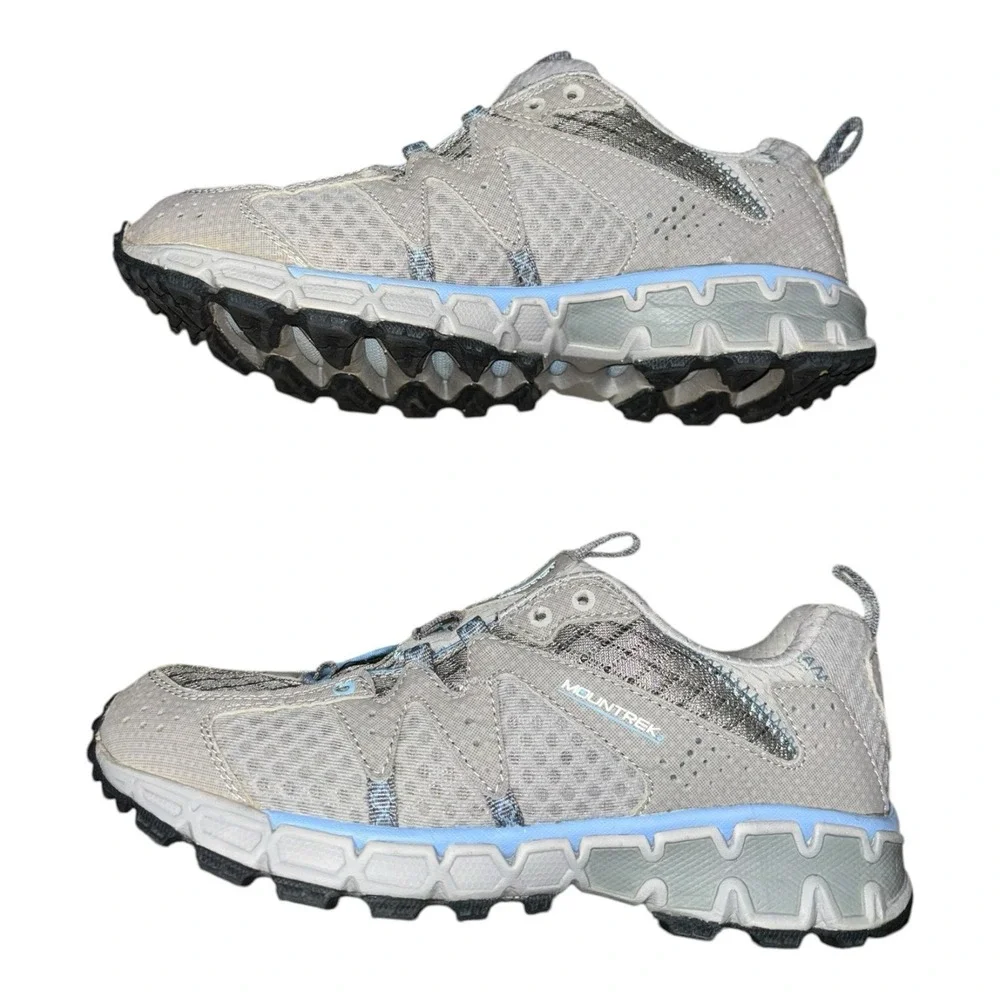 Mountrek Woodland Trail Women's 7 Gray Blue Bungee Hiking Shoes H4080 Gorpecore